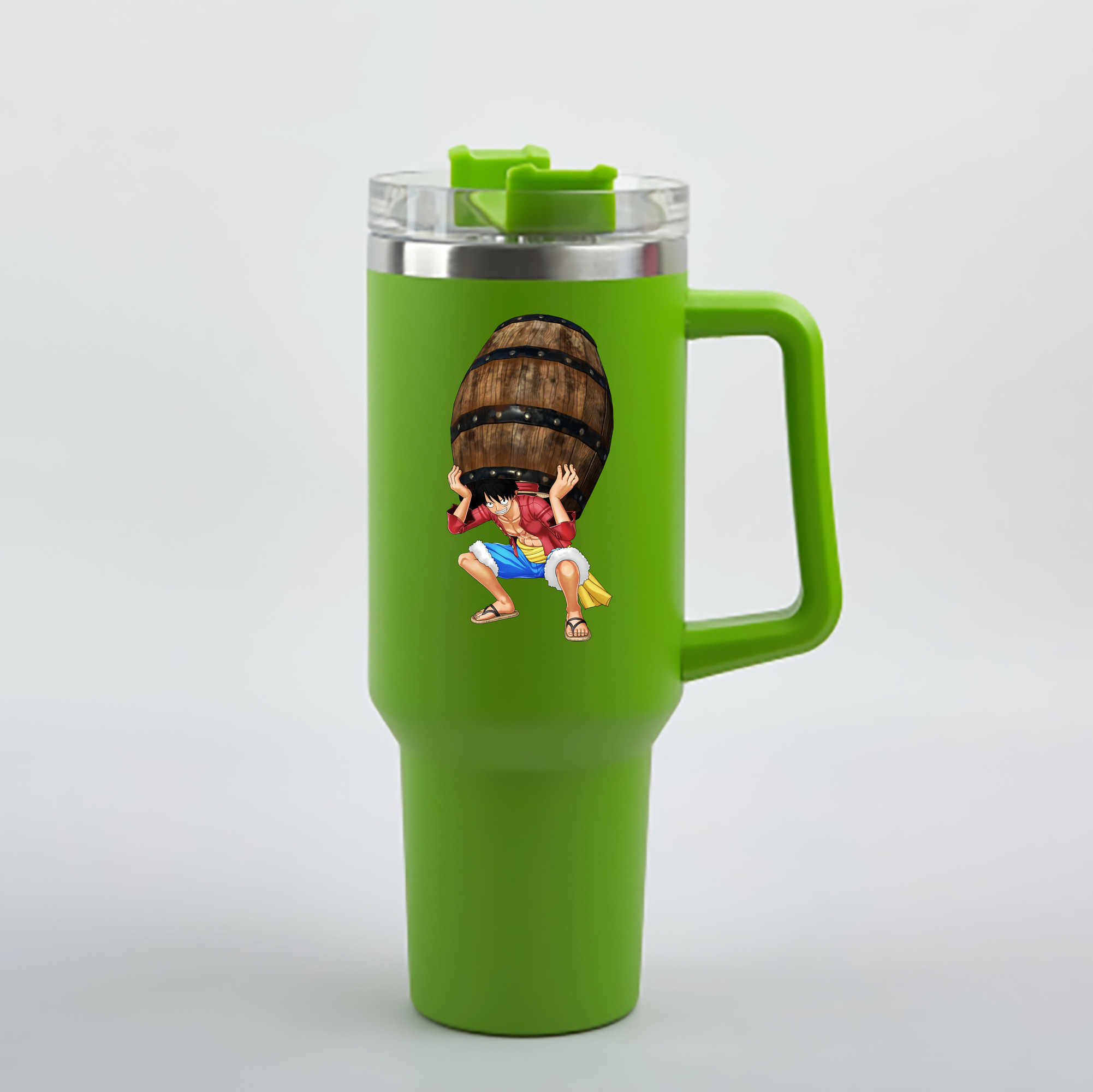 ワンピース モンキー・D・ルフィ ONE PIECE Monkey D. Luffy 1200mL車用タンブラー - クリスタルステッカー（プラスチックストロー付き）